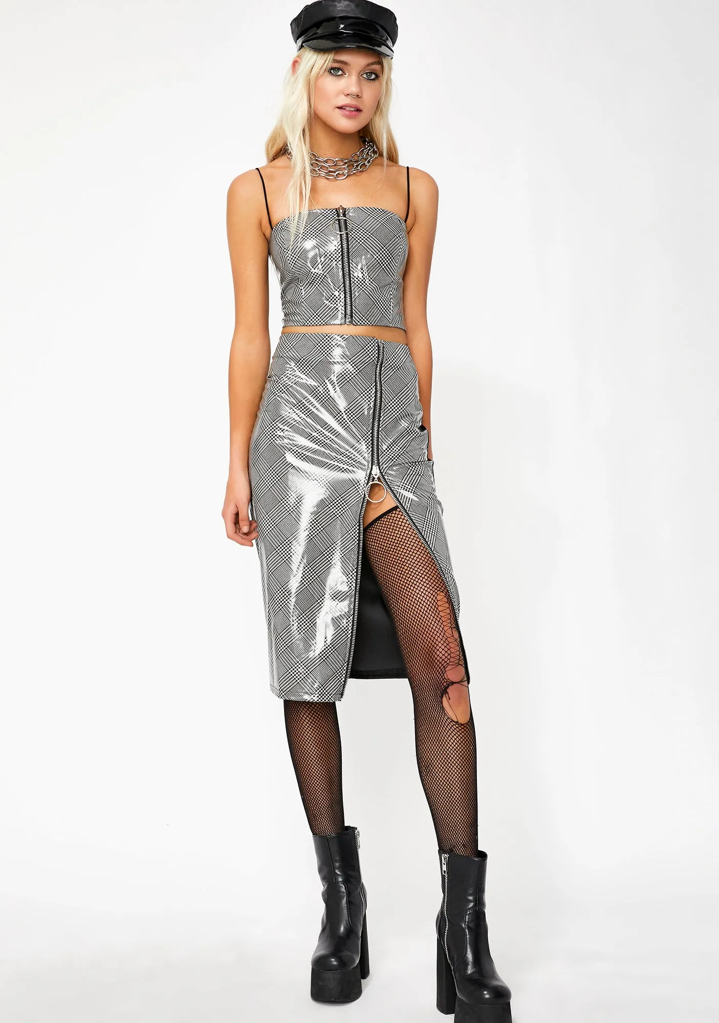 Crushing Hard Vinyl Pencil Skirt