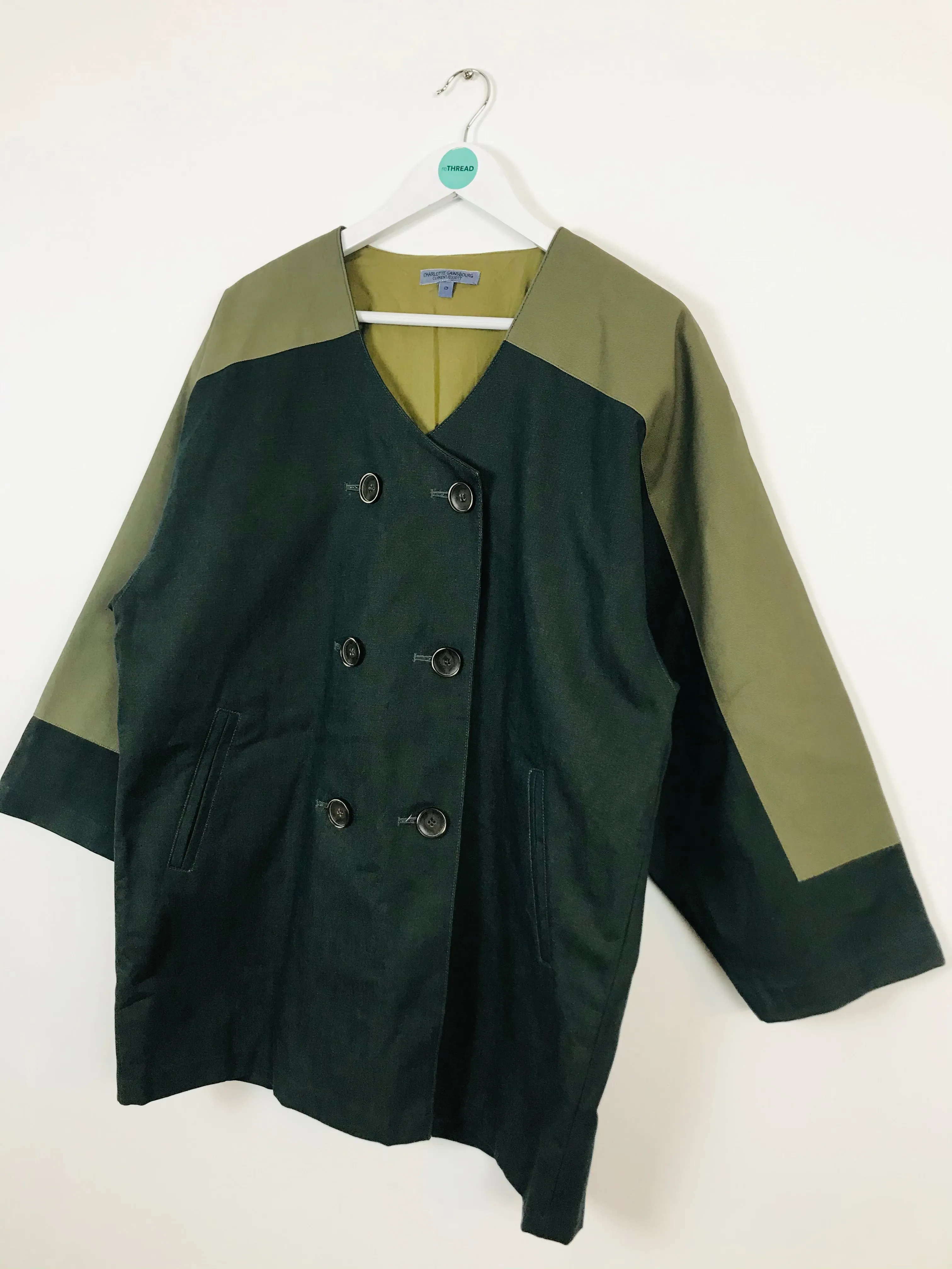 Current/Elliott Womens Oversized Collarless Overcoat | UK8-10 | Green