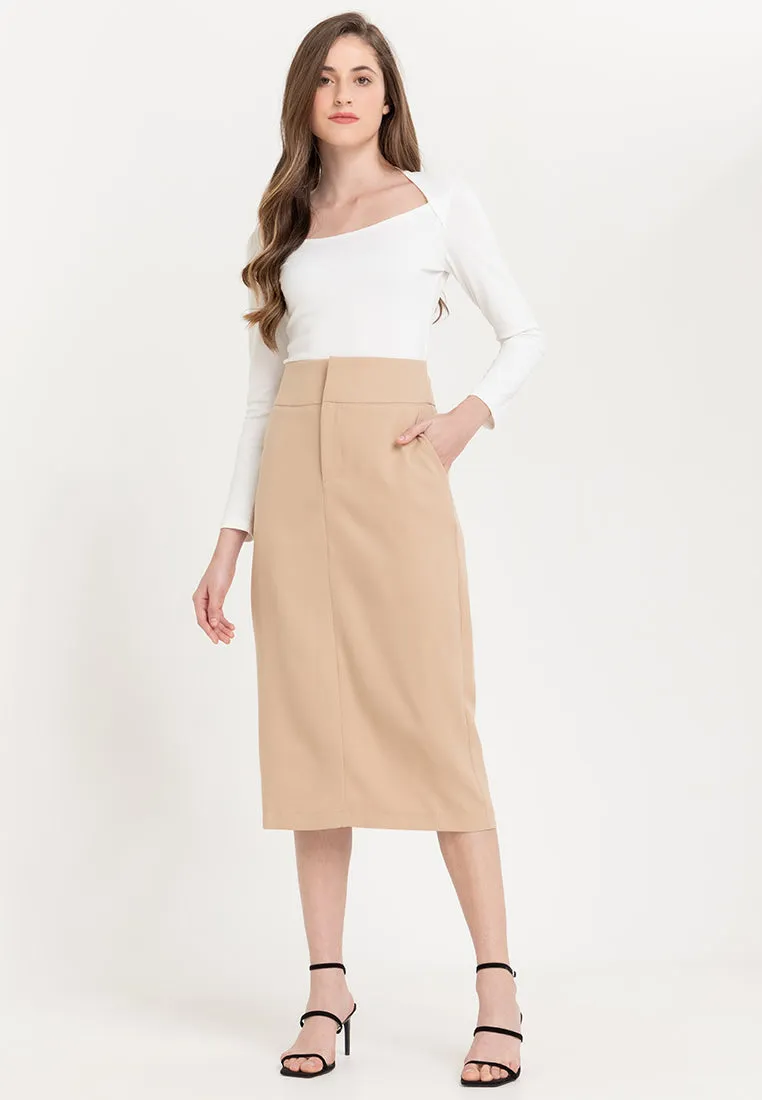 CYNARA Pencil Cut Midi Skirt