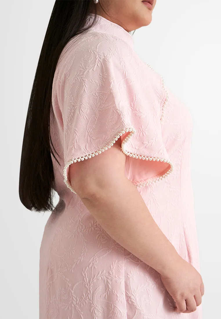Dailu Textured Flared Sleeves Cheongsam Dress