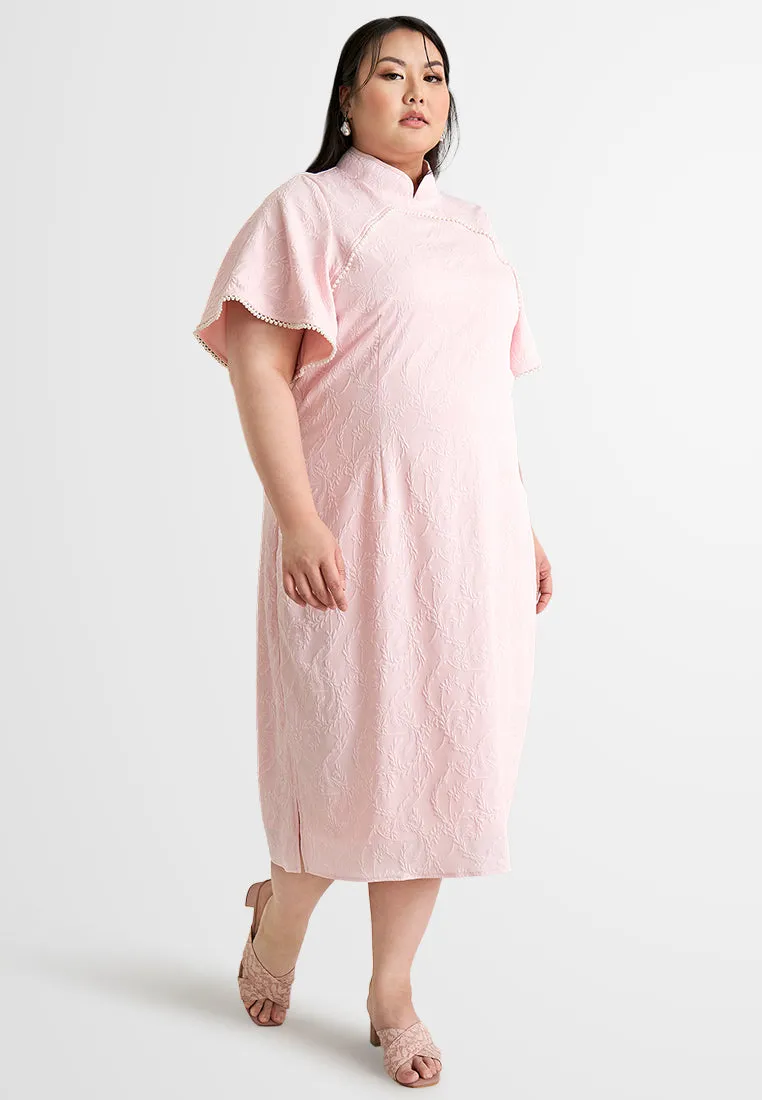 Dailu Textured Flared Sleeves Cheongsam Dress