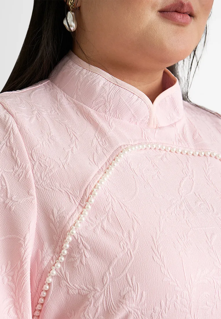 Dailu Textured Flared Sleeves Cheongsam Dress