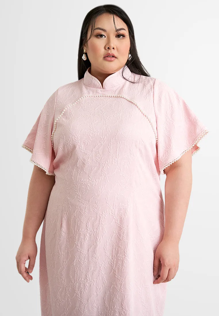 Dailu Textured Flared Sleeves Cheongsam Dress