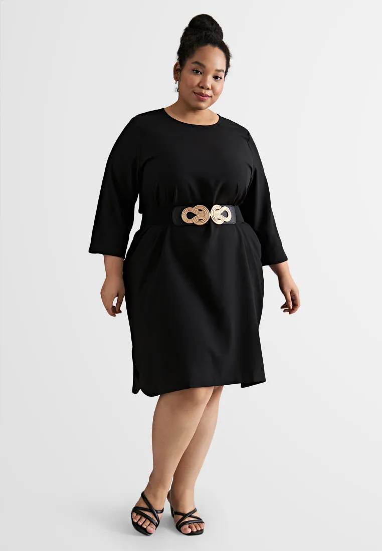 Daria Elegant Quarter Sleeve Shift Dress