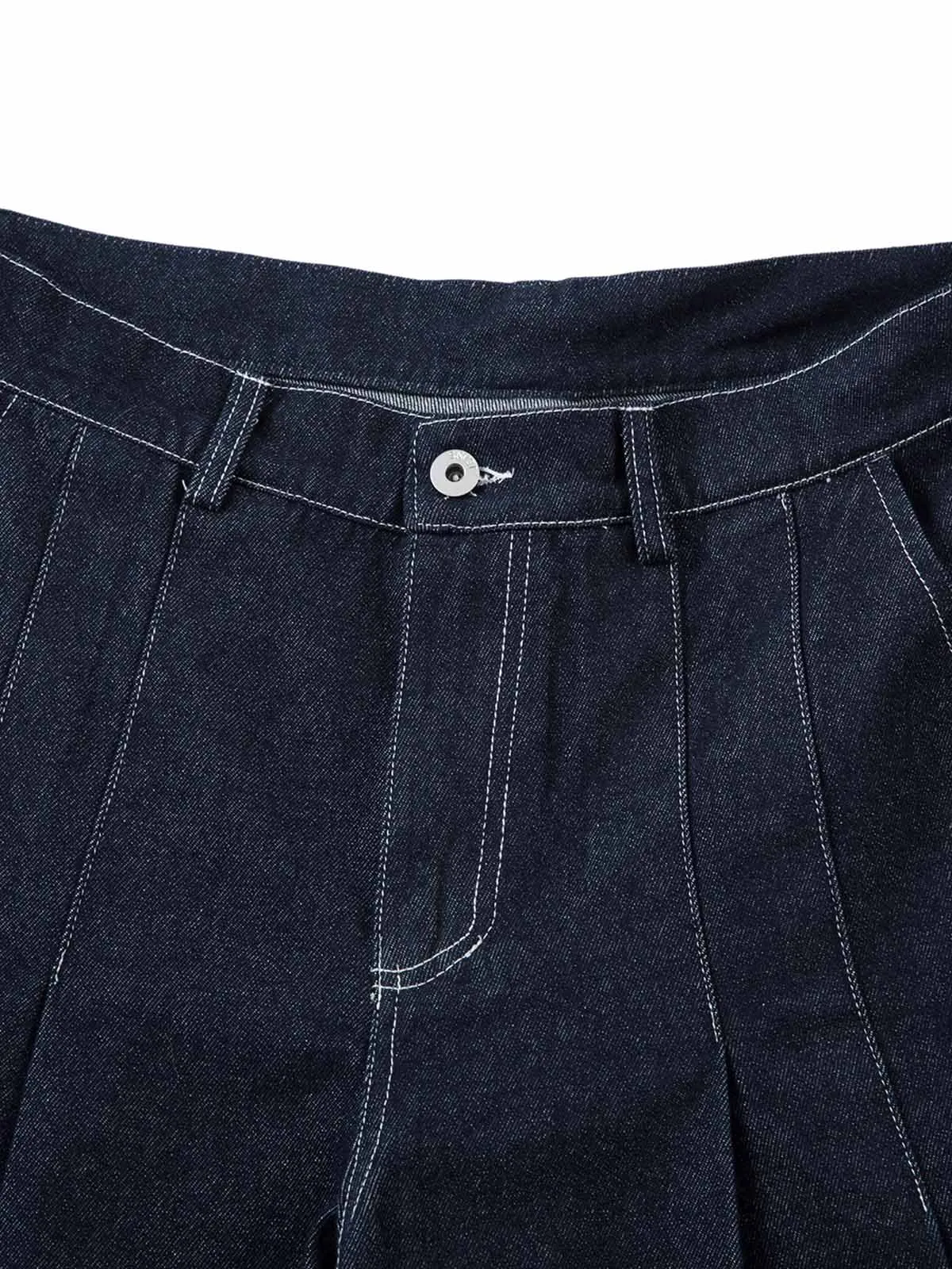 Deconstructed Contrast Stitching Pleated Baggy Barrel Jeans