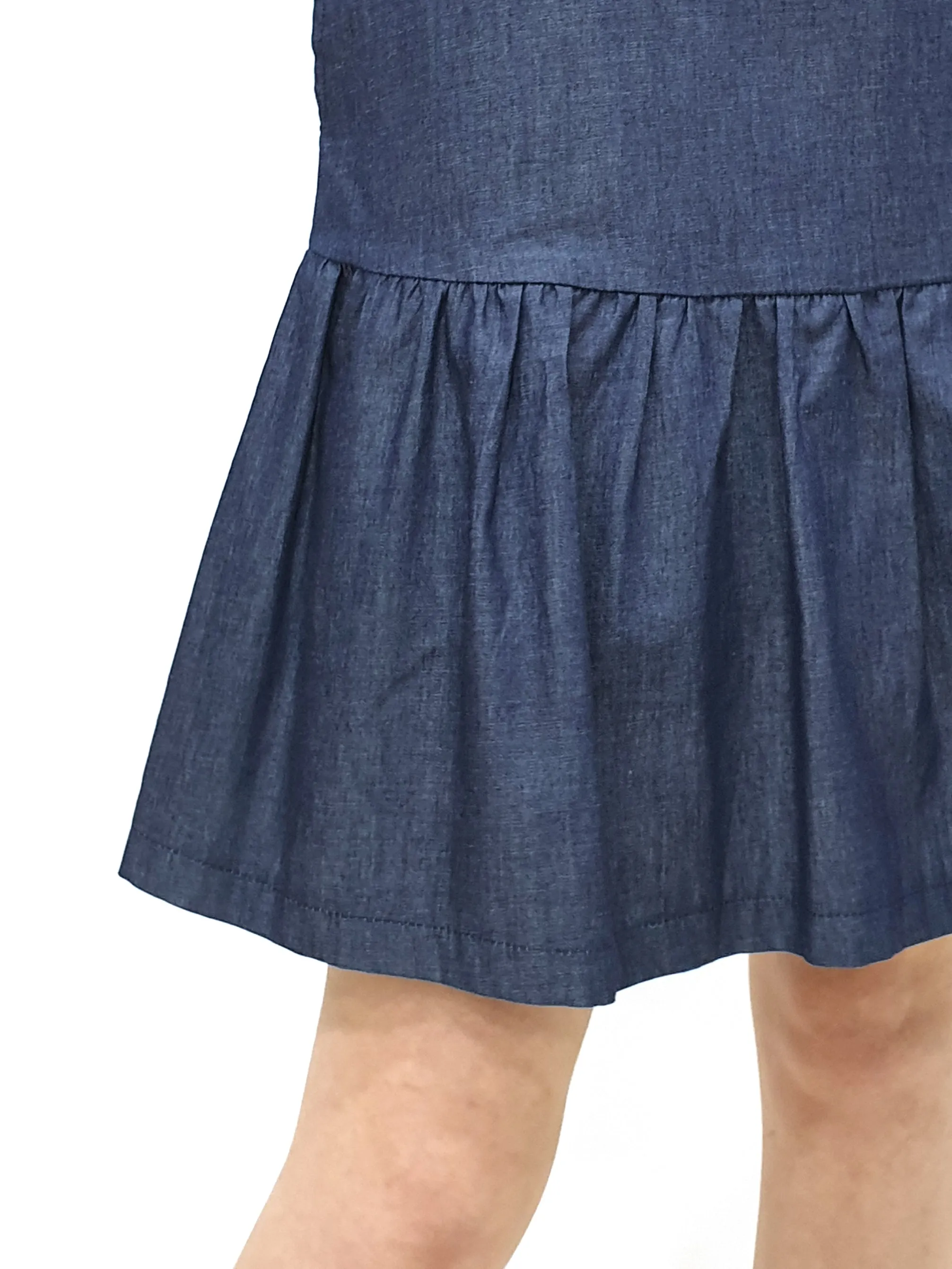 Denim Ruffles Sleeveless Dress - Blue