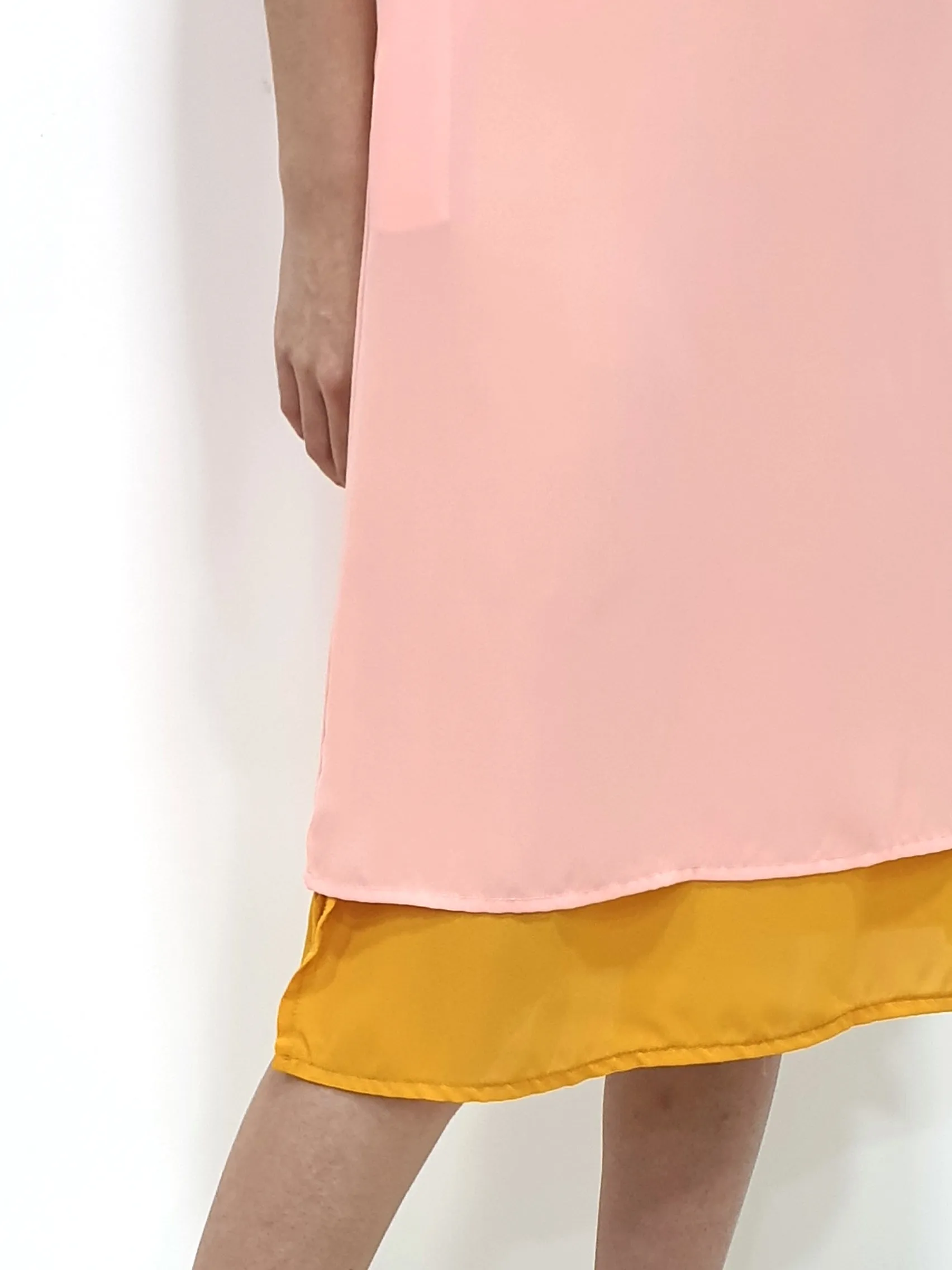 Duo Tone Shift Midi Dress - Peach (Non-returnable)