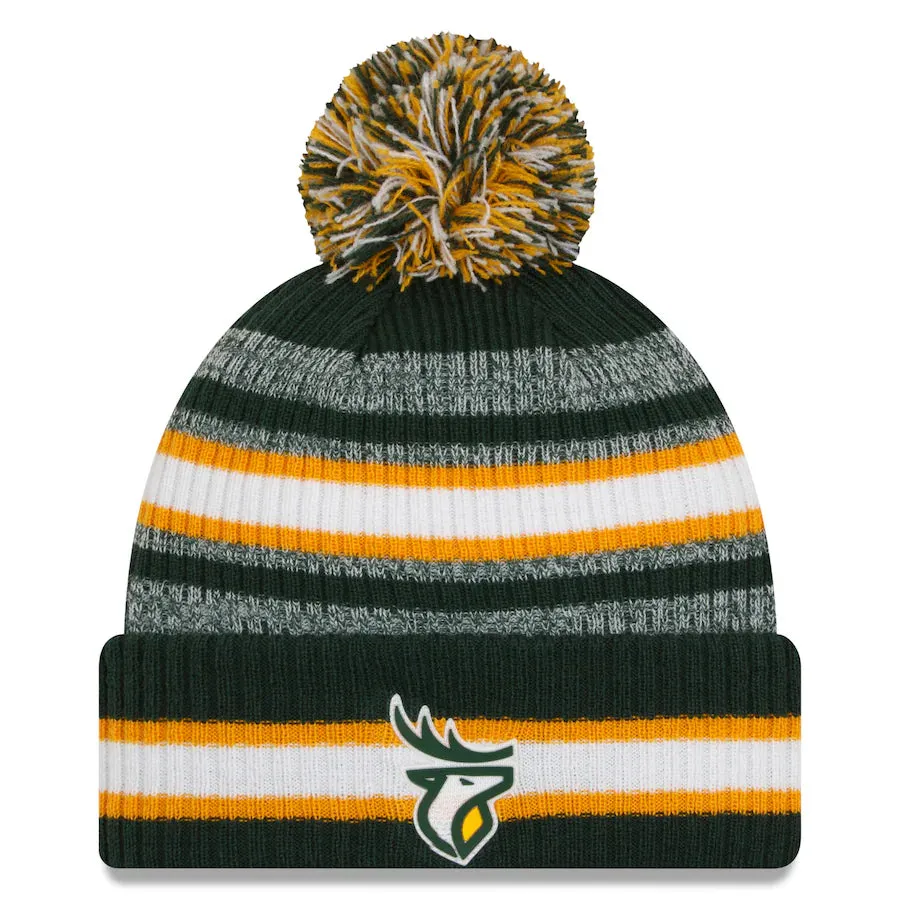 Edmonton Elks CFL Football New Era Sideline 6 Dart Cuffed Knit Hat with Pom - Green