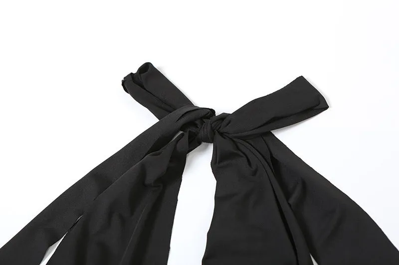Elegant Halter V Neck Sexy Slit Pleated Backless Evening Dress