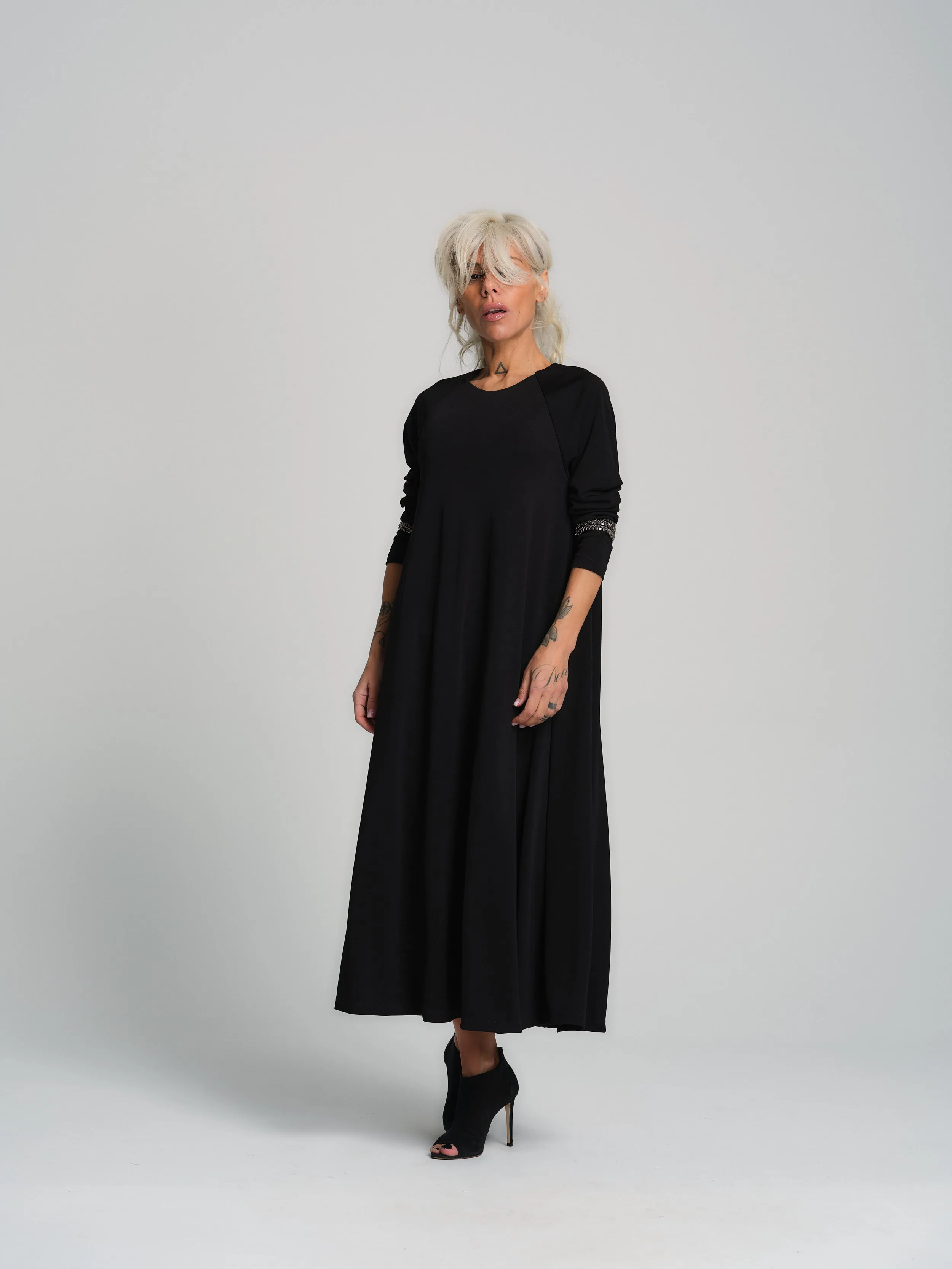 Embellished Black Maxi Dress