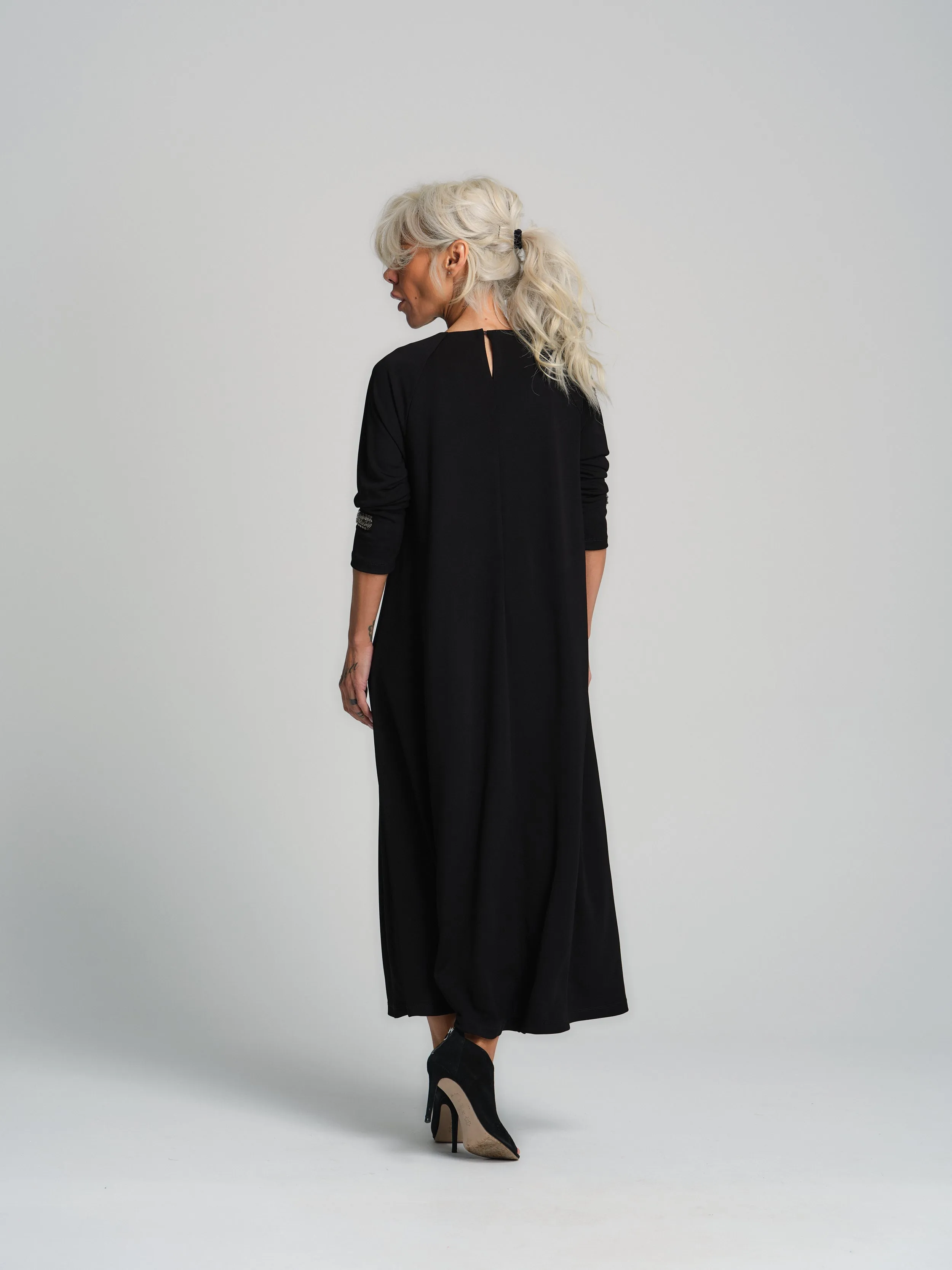 Embellished Black Maxi Dress