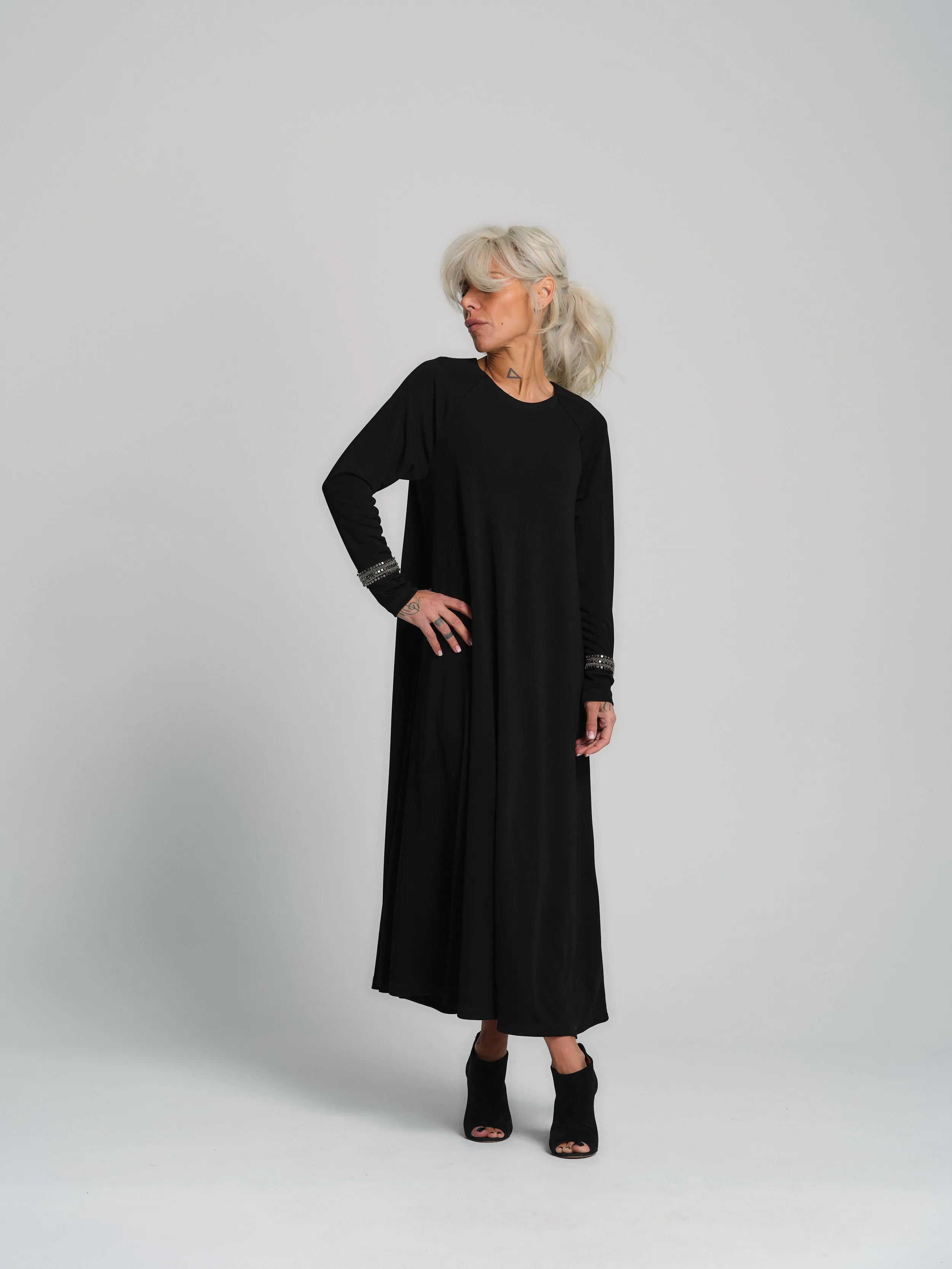 Embellished Black Maxi Dress