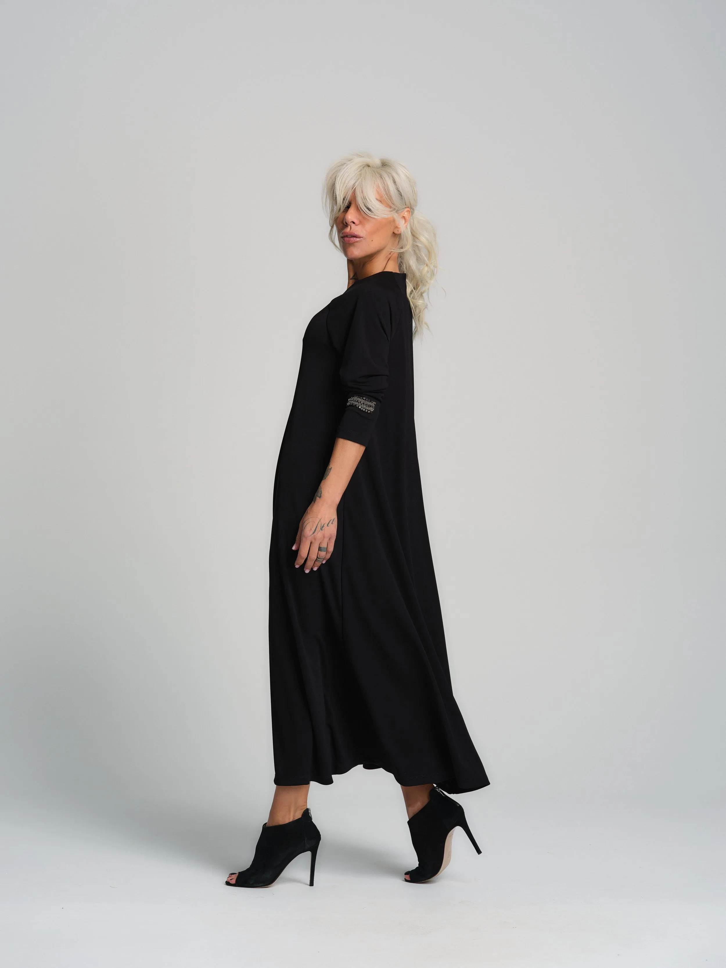 Embellished Black Maxi Dress