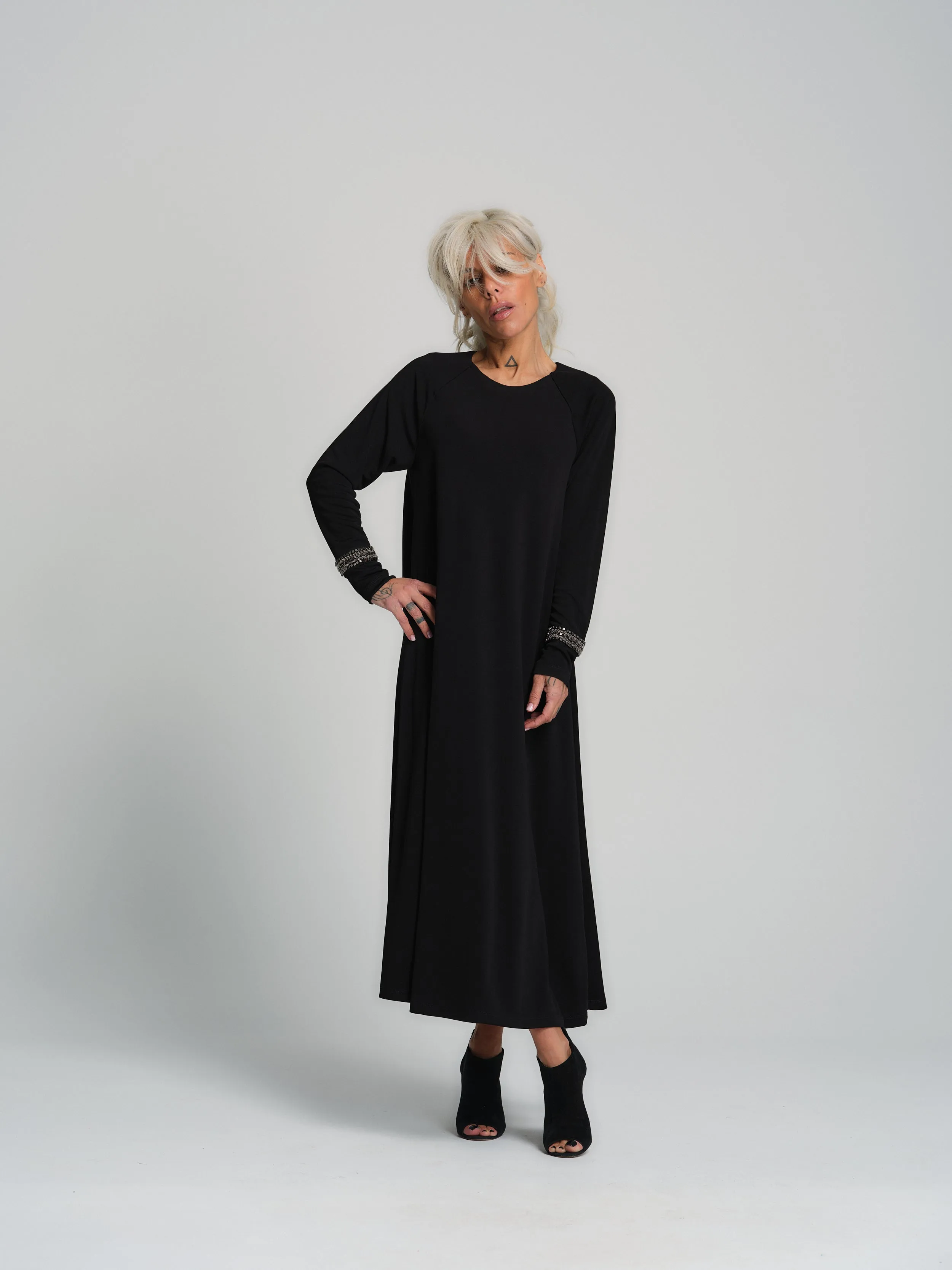 Embellished Black Maxi Dress