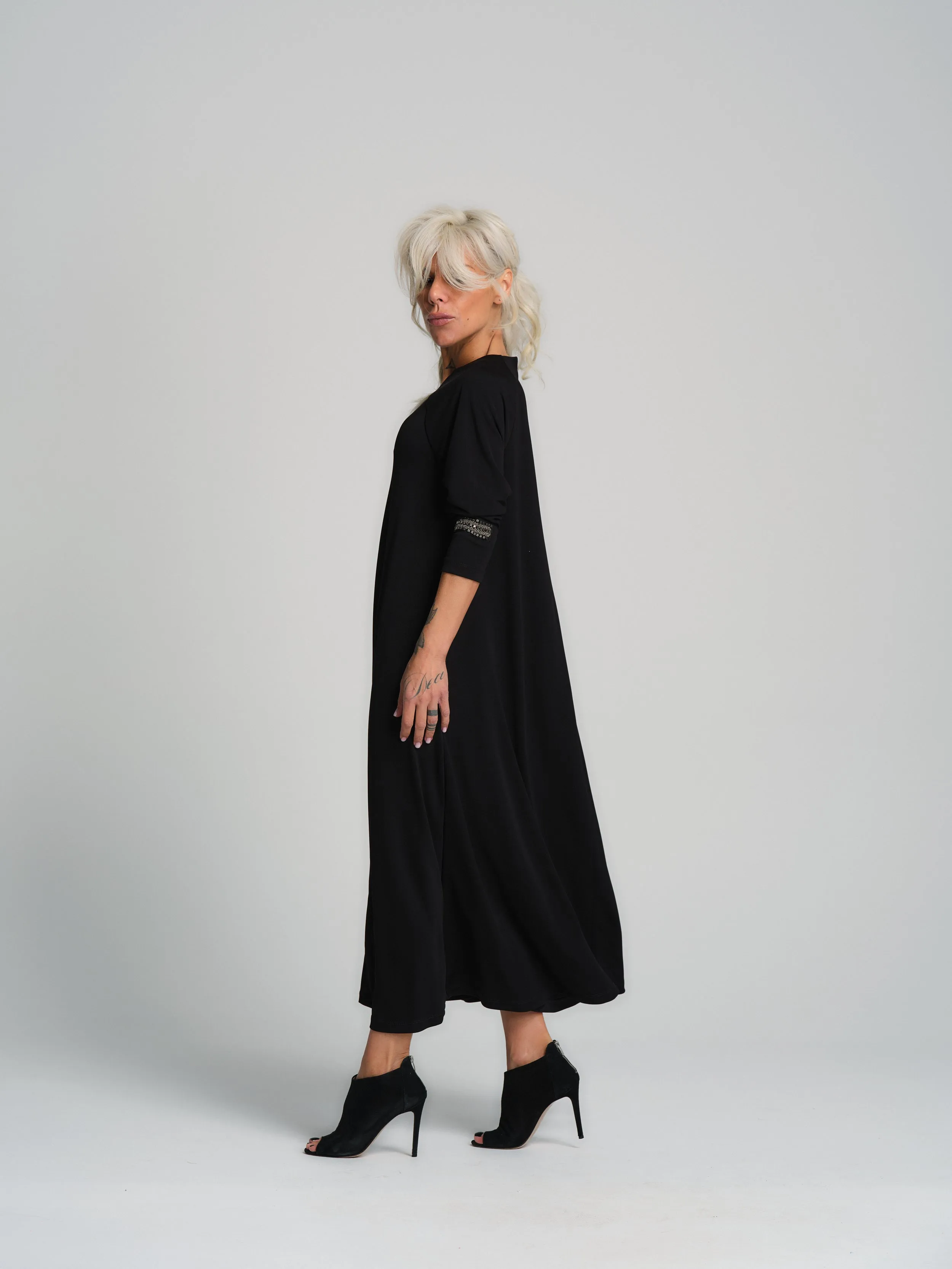 Embellished Black Maxi Dress