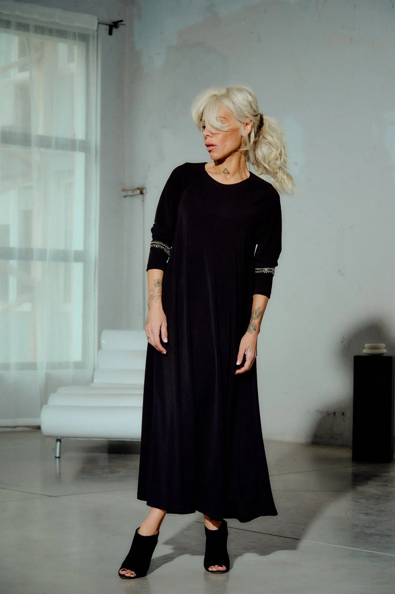 Embellished Black Maxi Dress