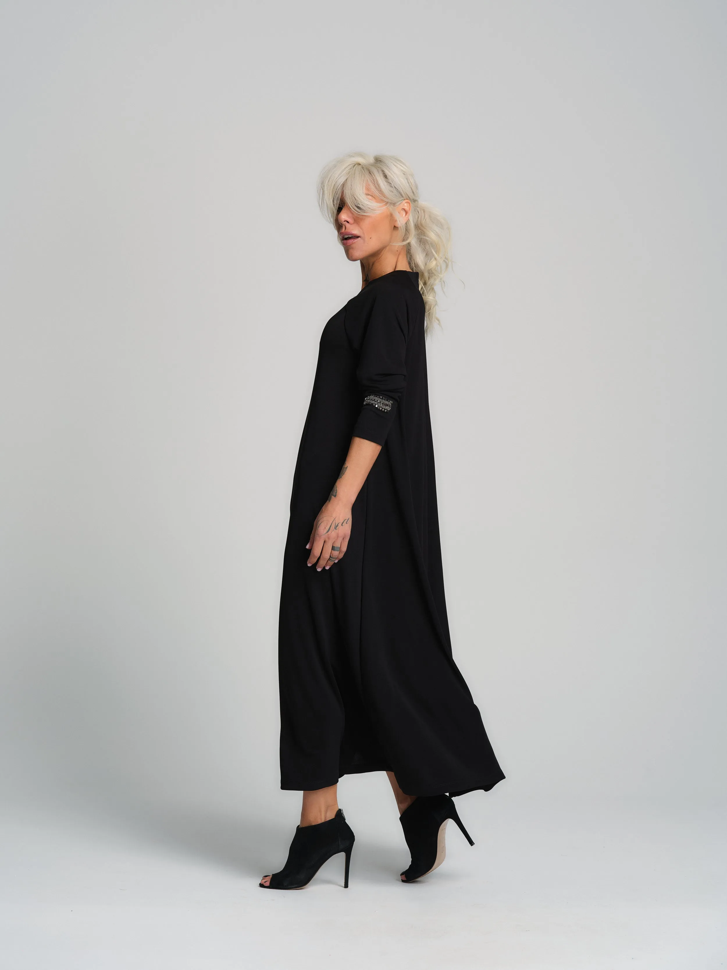 Embellished Black Maxi Dress