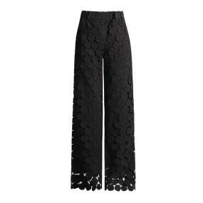 Embroidered High Waist Wide Leg Pants