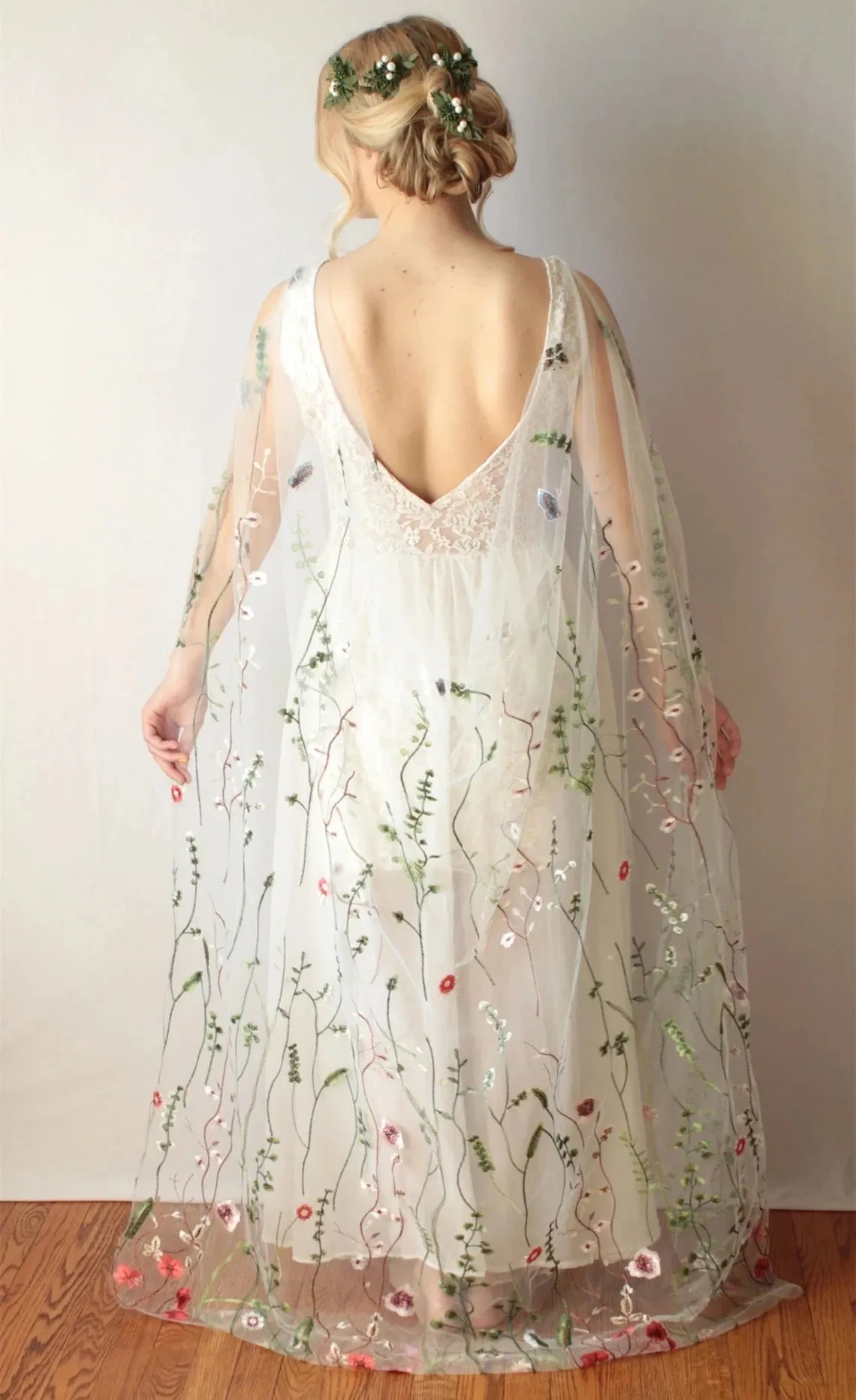 Embroidered Meadow Flower Cape