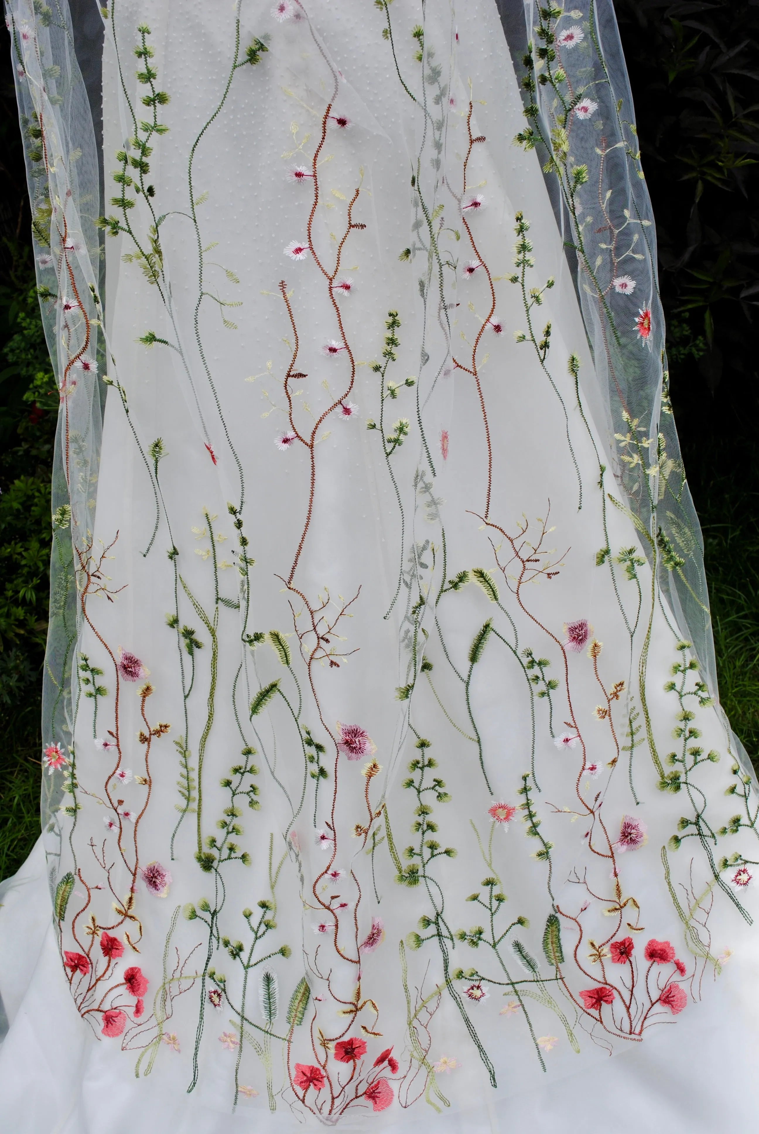 Embroidered Meadow Flower Cape