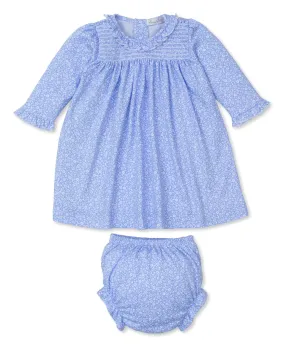 Fall Flowers Patch Dress Set - Light Blue