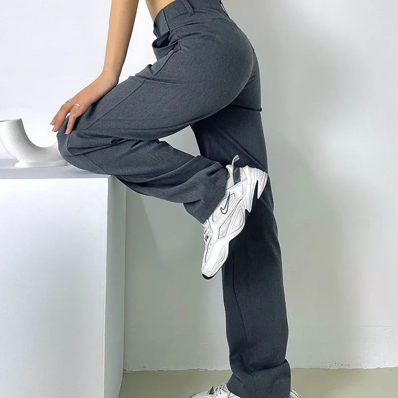 FashionSierra - Womens High Waist Straight Pants
