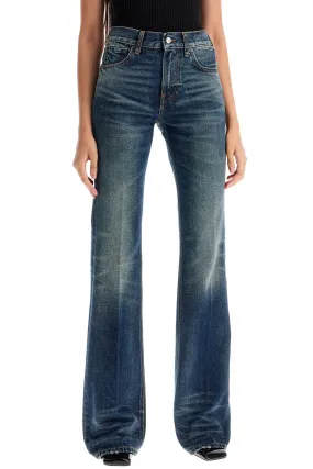 flared floral jeans for