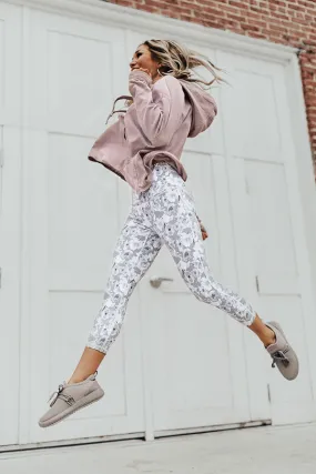 Floral Print High Waist Crop Leggings