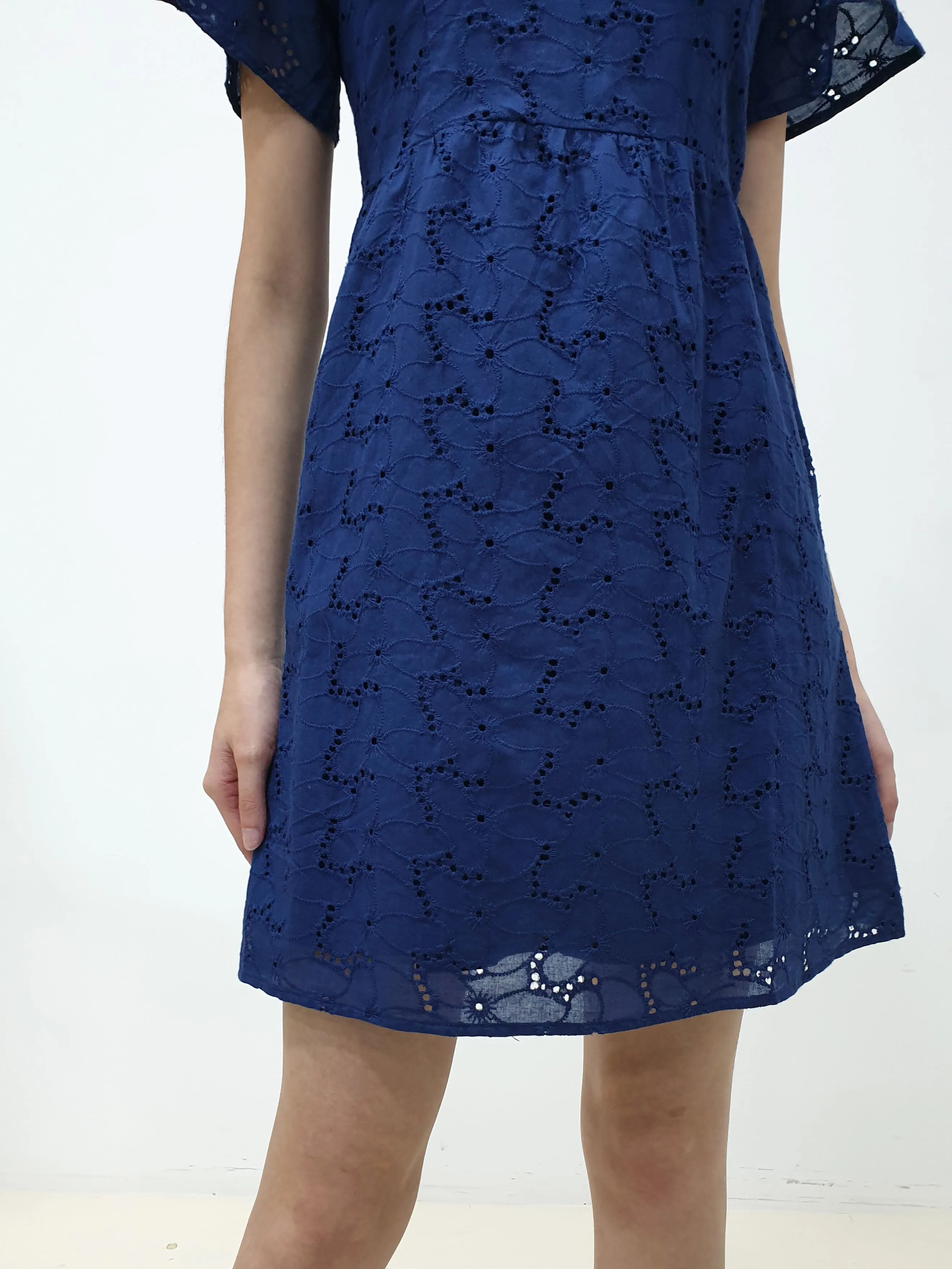 Flutter Sleeve Eyelet Dress (Non-returnable)