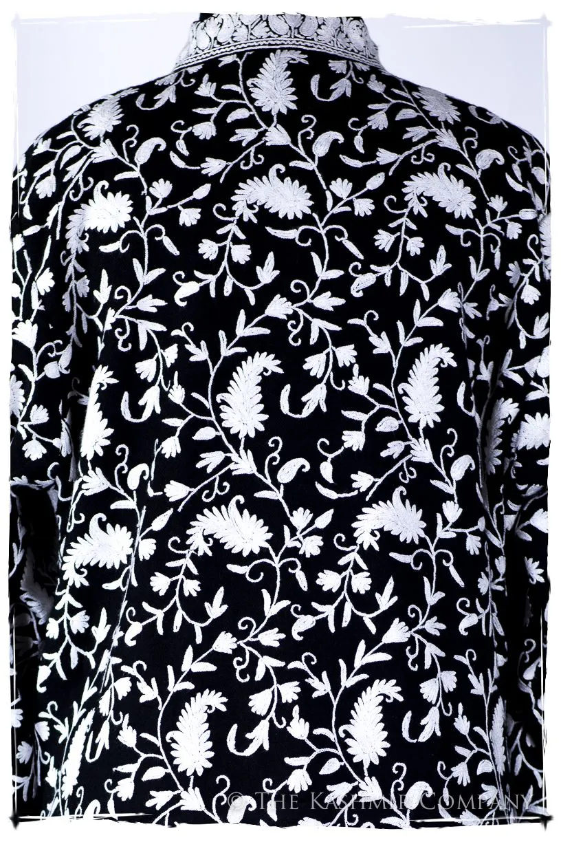 Française Nuances de Terré Paisley Noir Blanc Wool Coat