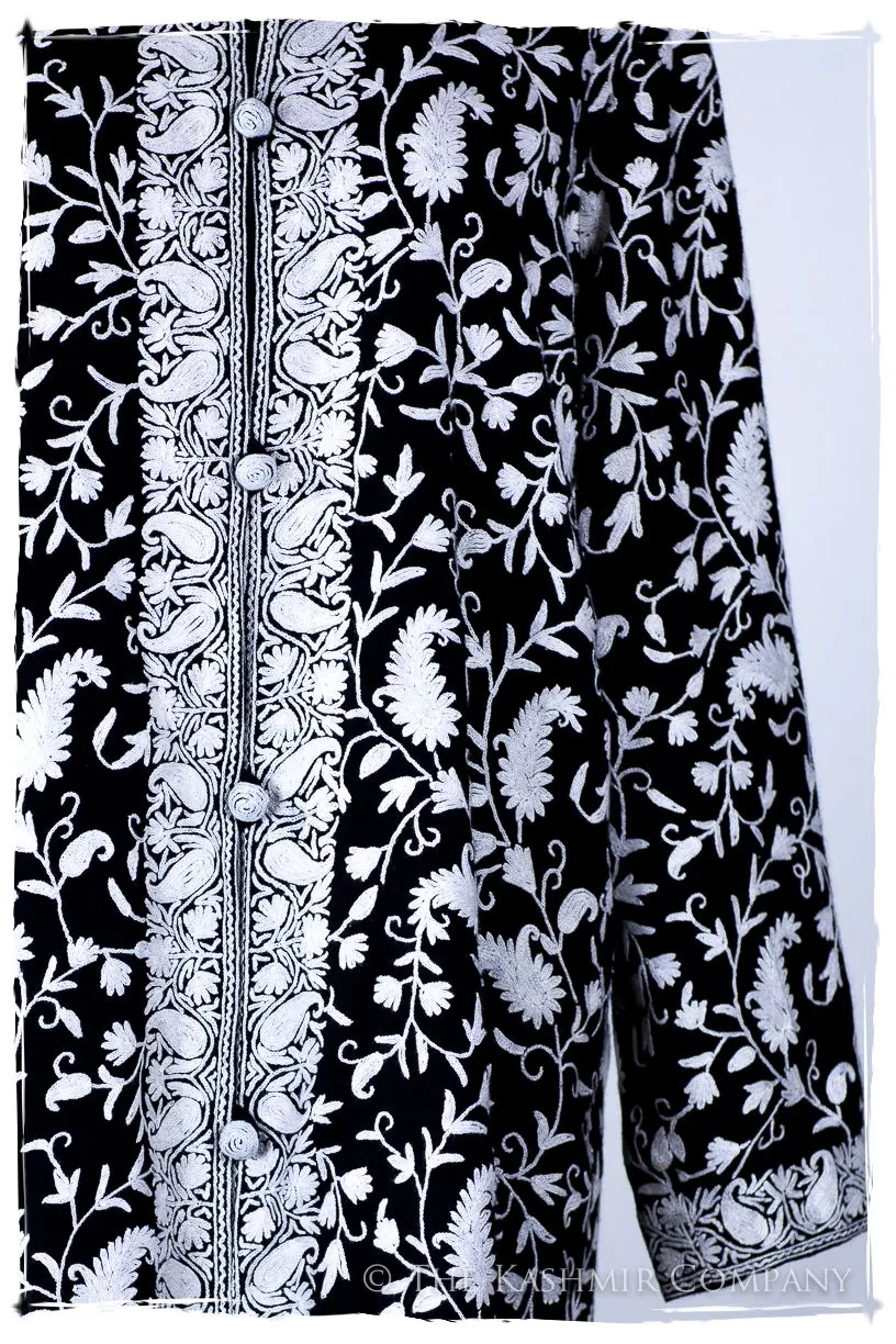 Française Nuances de Terré Paisley Noir Blanc Wool Coat