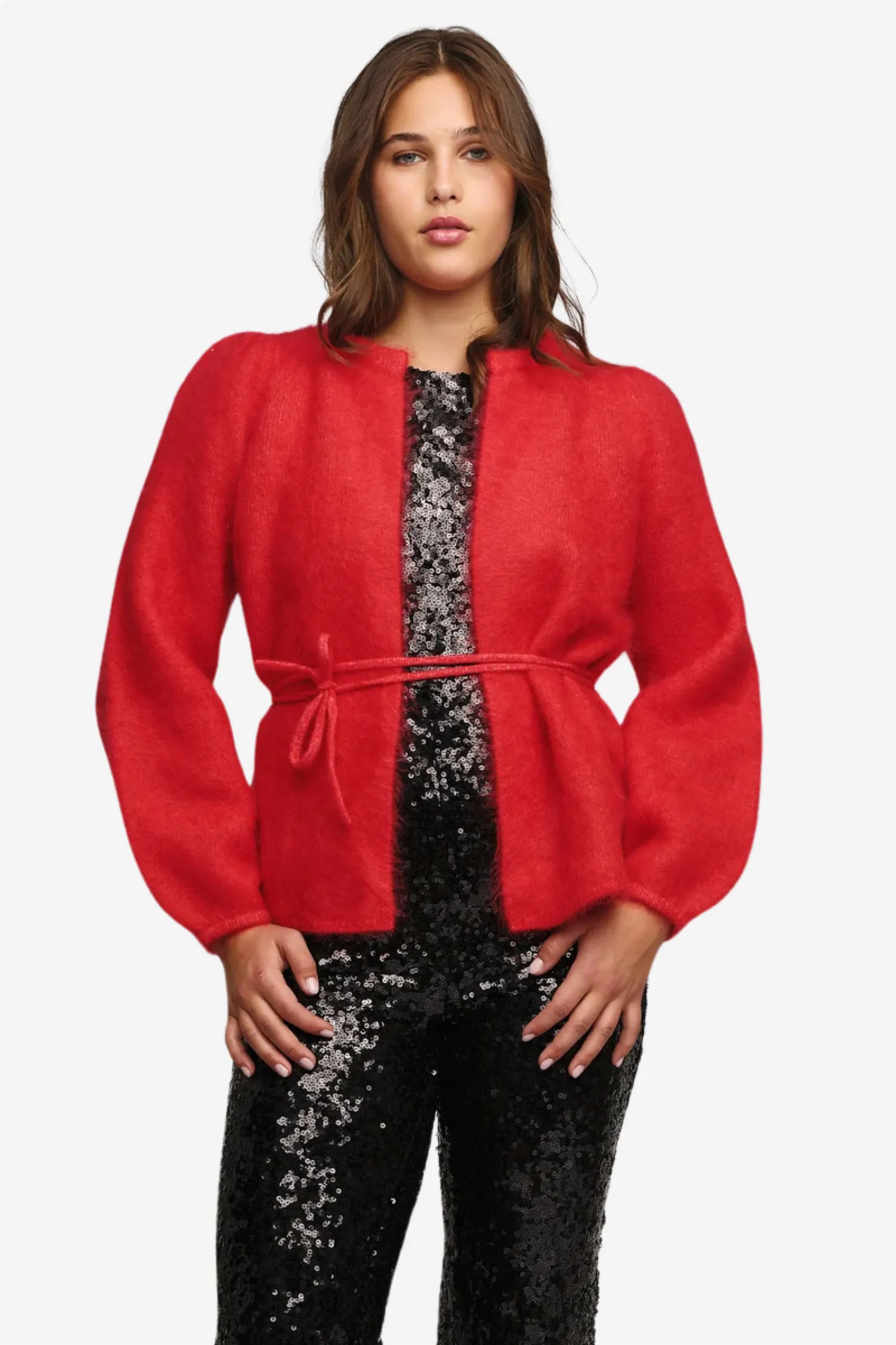 Fredrikke chunky cardigan Bright red