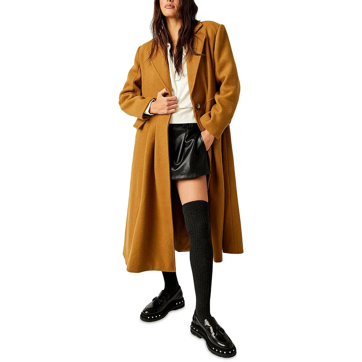 Free People Womens Victoria Wool Blend Maxi Overcoat