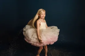 Glitter Champagne Confetti - Petal  Length Dress (3 Year-Petite 5 Year)