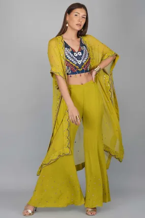 Green Applique Work Cape Set