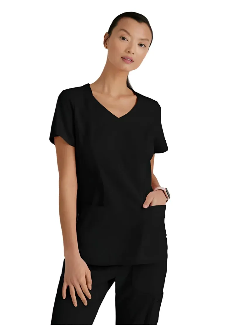 Grey's Anatomy Stretch™ by Barco Carly 3-Pocket Curved V-Neck Scrub Top-Plus