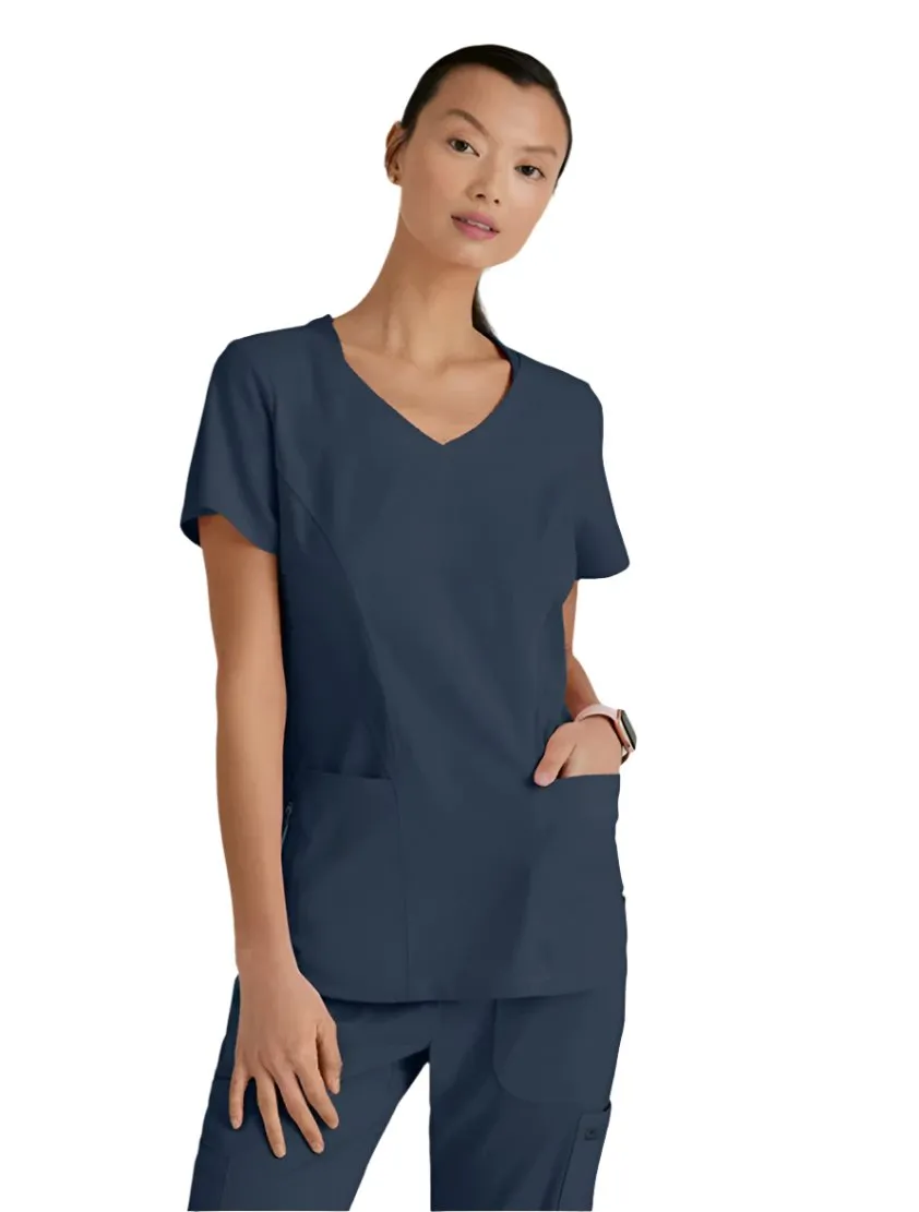 Grey's Anatomy Stretch™ by Barco Carly 3-Pocket Curved V-Neck Scrub Top-Plus