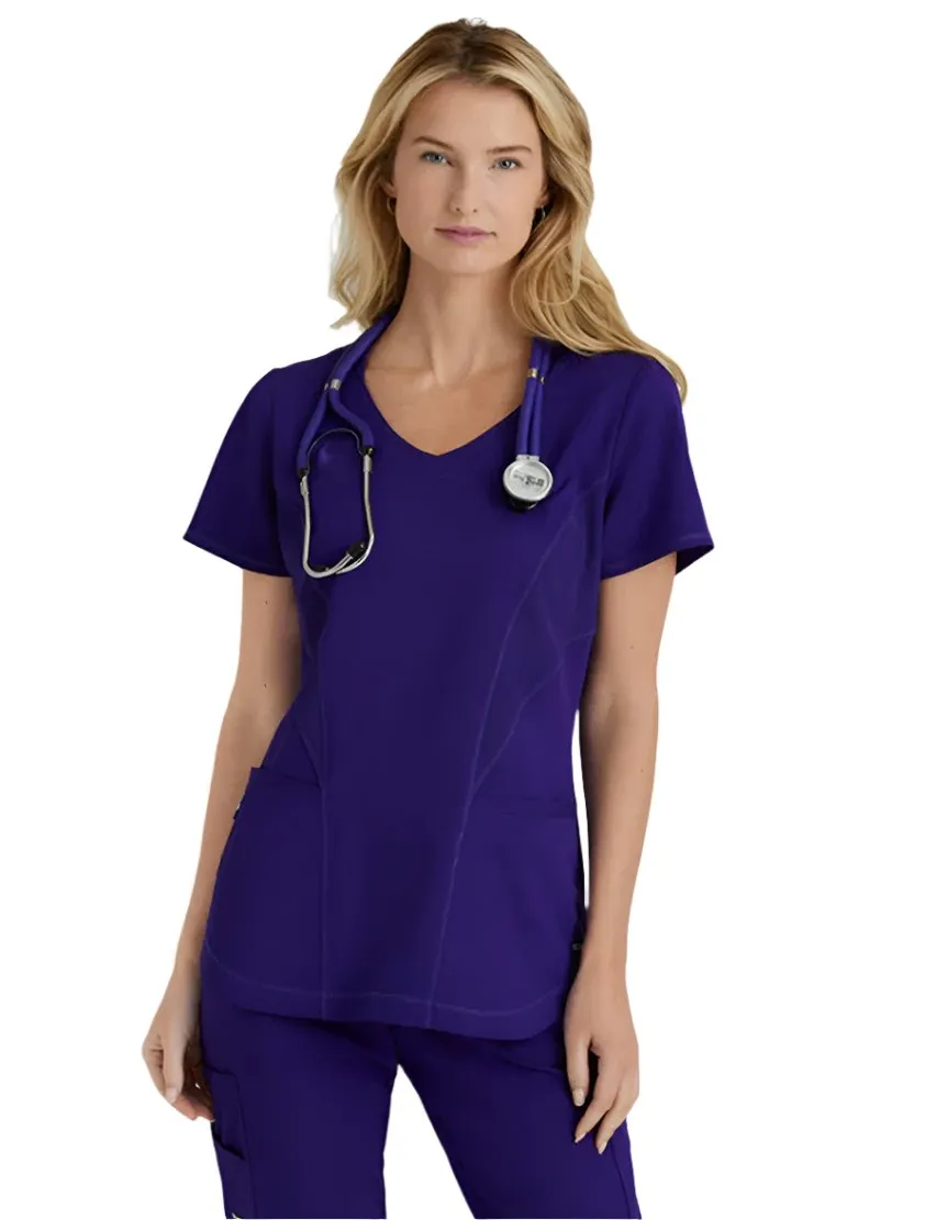 Grey's Anatomy Stretch™ by Barco Carly 3-Pocket Curved V-Neck Scrub Top-Plus