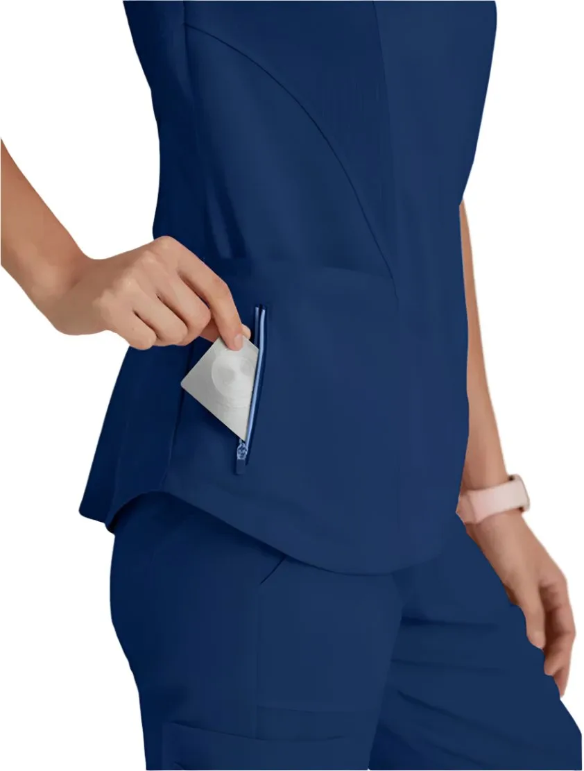 Grey's Anatomy Stretch™ by Barco Carly 3-Pocket Curved V-Neck Scrub Top-Plus