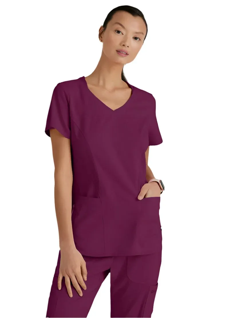 Grey's Anatomy Stretch™ by Barco Carly 3-Pocket Curved V-Neck Scrub Top-Plus