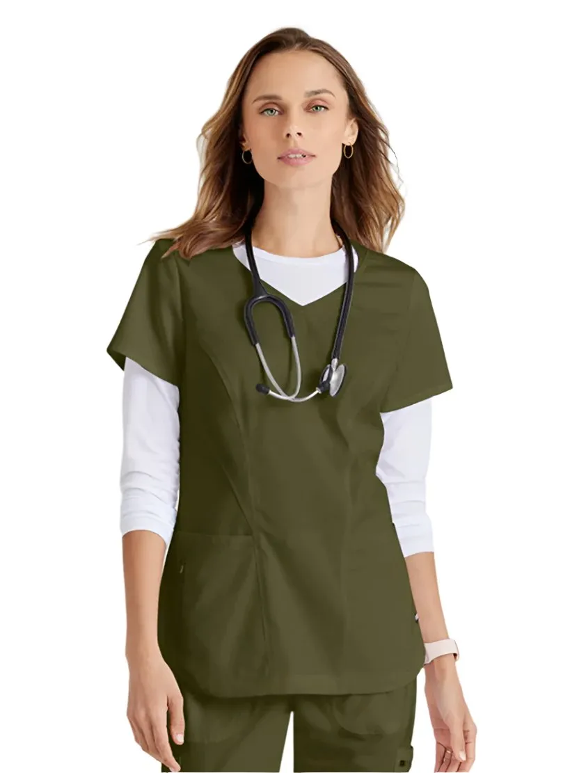 Grey's Anatomy Stretch™ by Barco Carly 3-Pocket Curved V-Neck Scrub Top-Plus