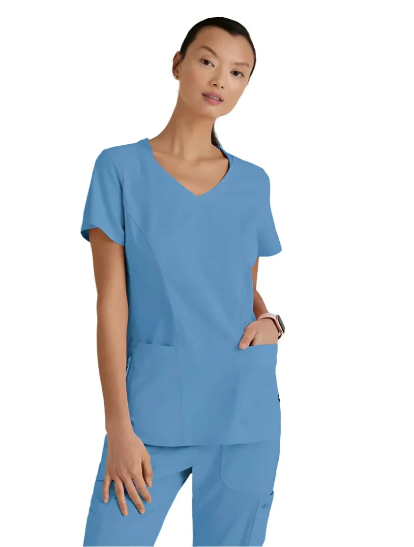 Grey's Anatomy Stretch™ by Barco Carly 3-Pocket Curved V-Neck Scrub Top-Plus