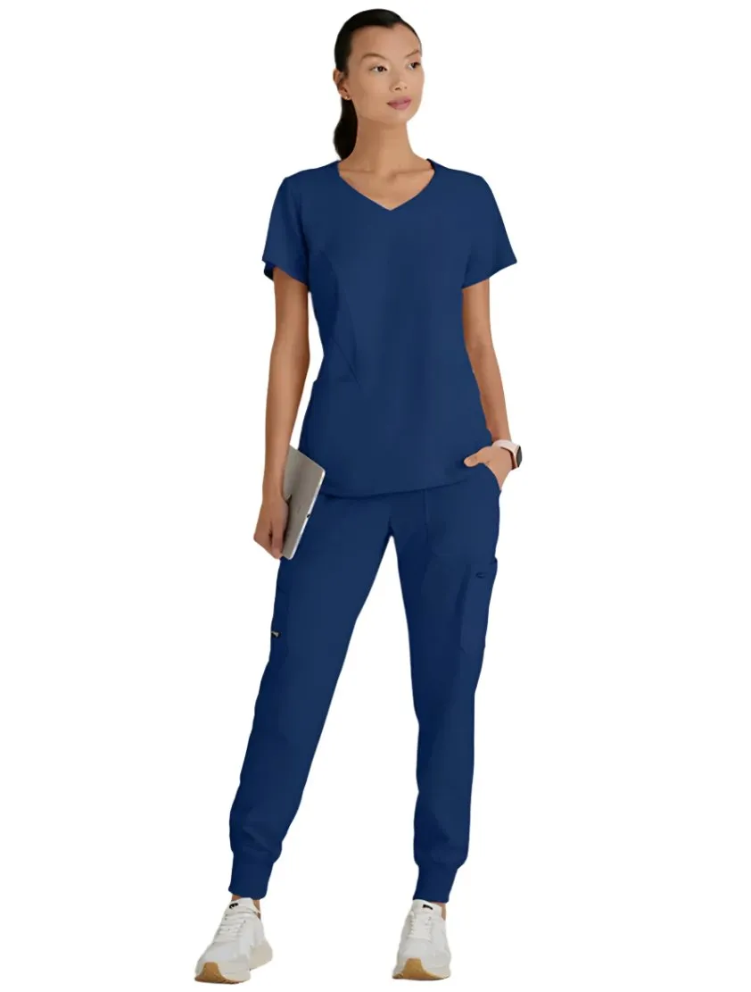 Grey's Anatomy Stretch™ by Barco Carly 3-Pocket Curved V-Neck Scrub Top-Plus