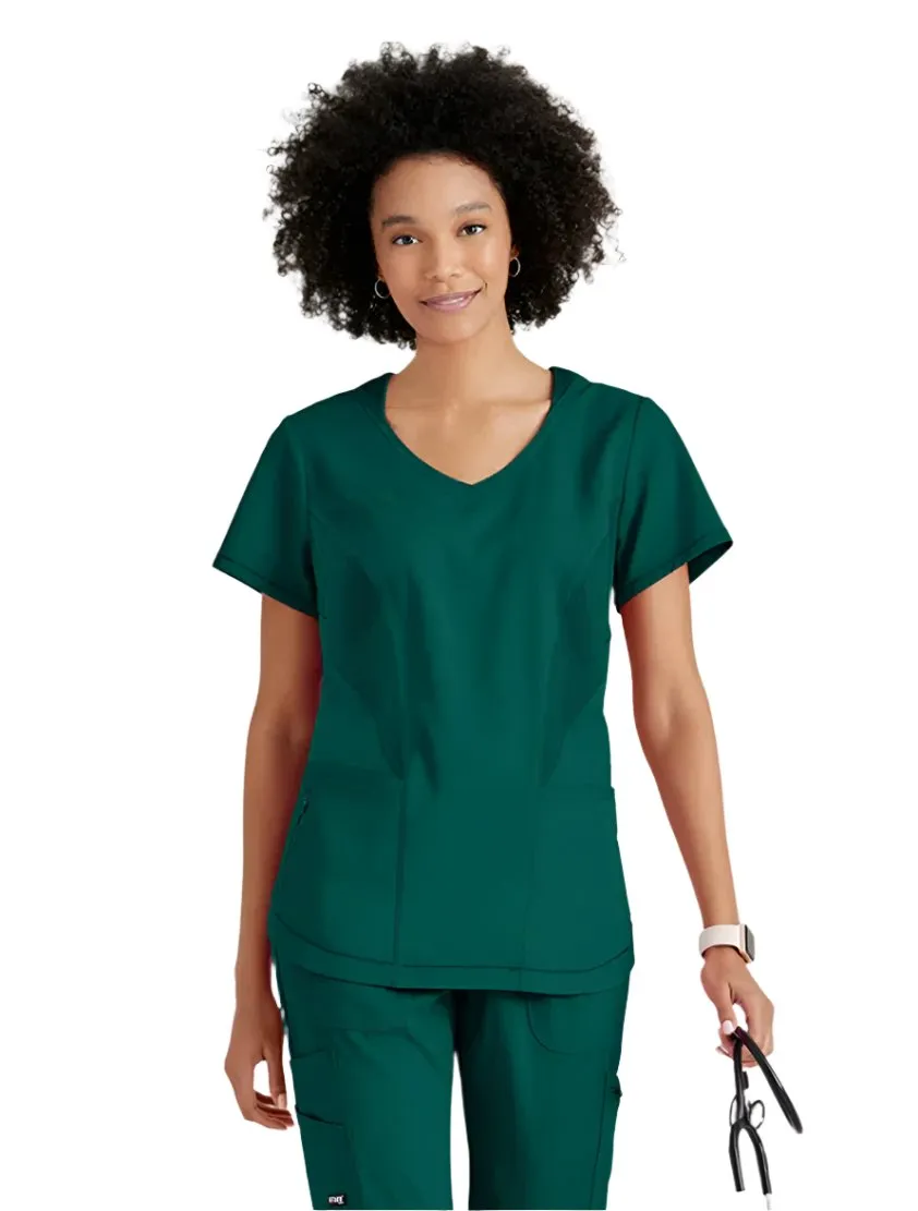 Grey's Anatomy Stretch™ by Barco Carly 3-Pocket Curved V-Neck Scrub Top-Plus