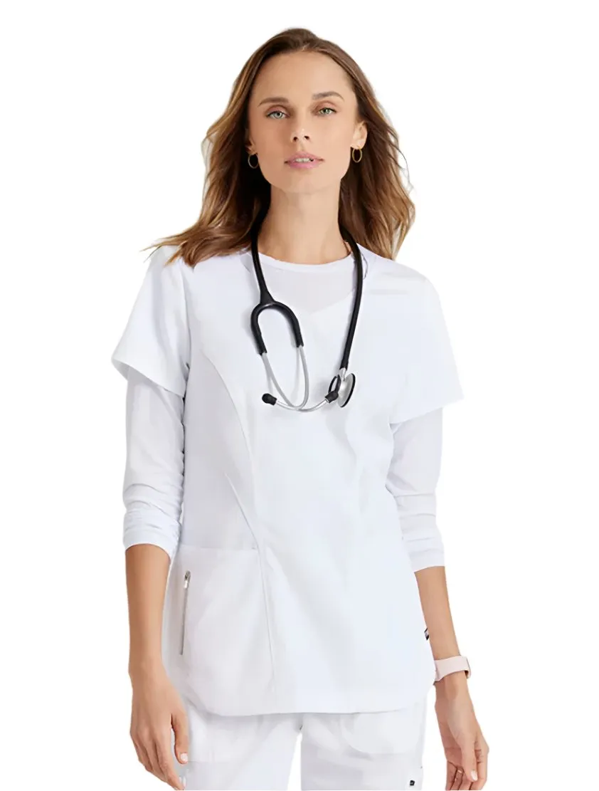 Grey's Anatomy Stretch™ by Barco Carly 3-Pocket Curved V-Neck Scrub Top-Plus