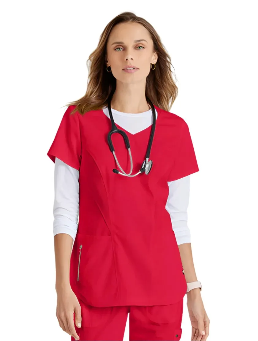 Grey's Anatomy Stretch™ by Barco Carly 3-Pocket Curved V-Neck Scrub Top-Plus