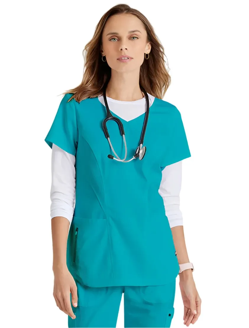 Grey's Anatomy Stretch™ by Barco Carly 3-Pocket Curved V-Neck Scrub Top-Plus