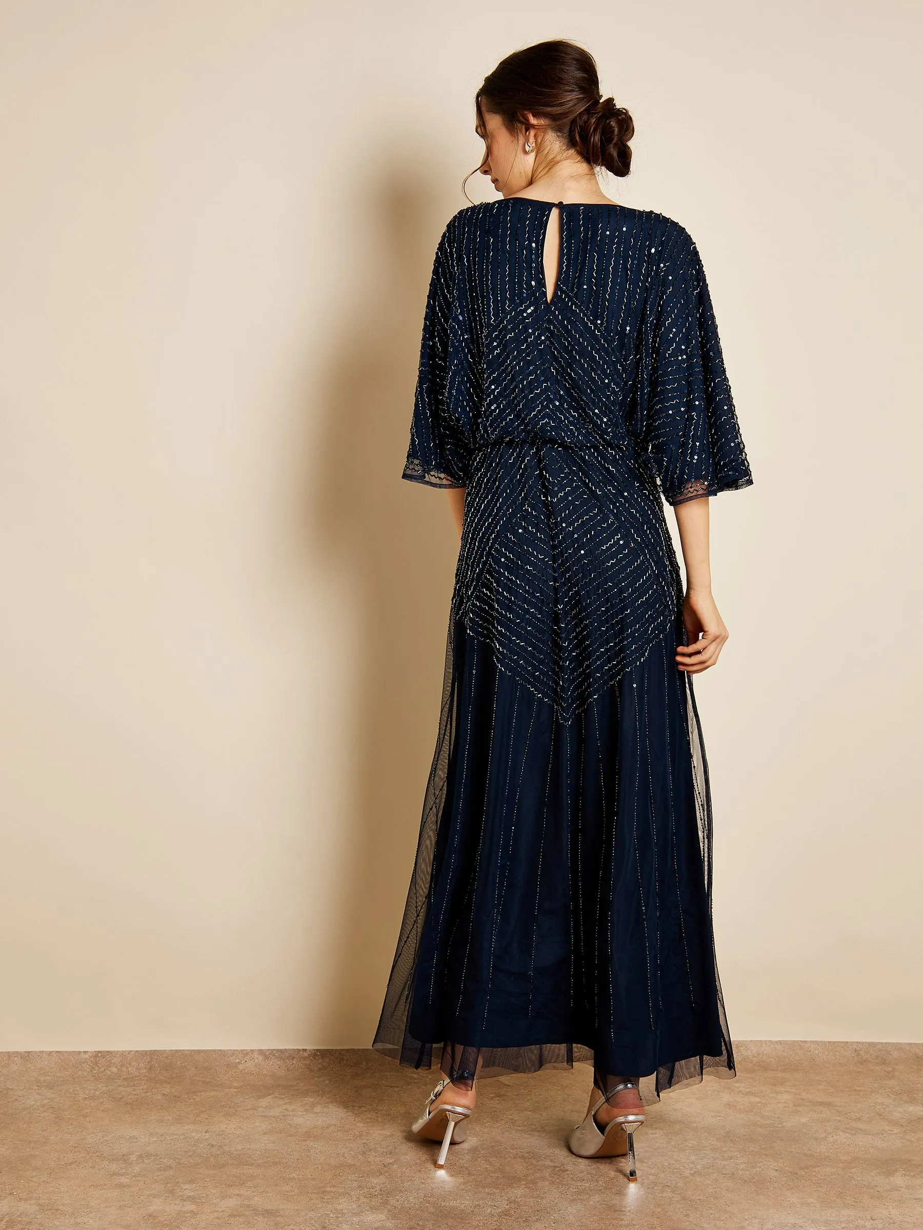 GWD Gabriella Navy Sequin Maxi Dress