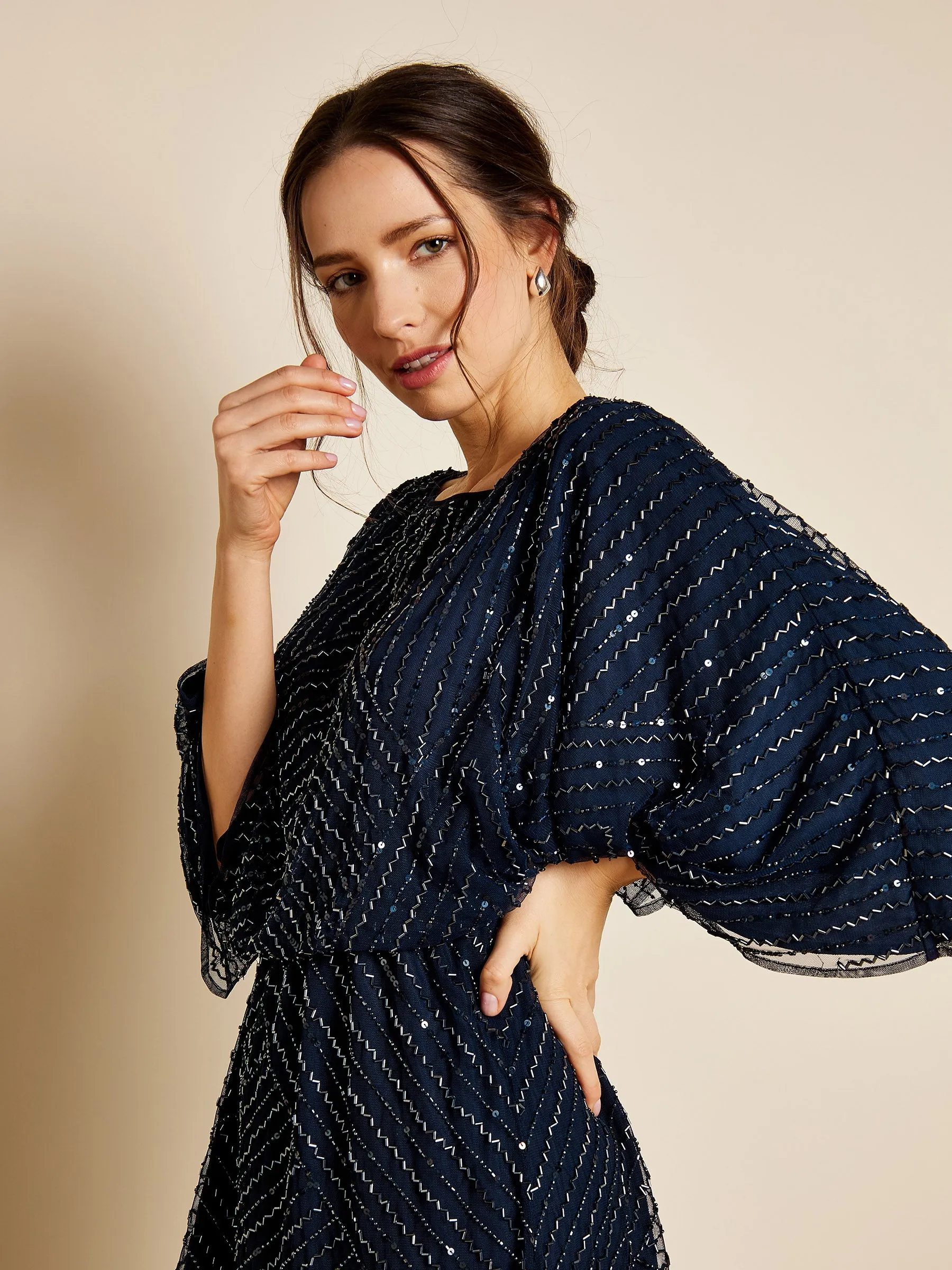 GWD Gabriella Navy Sequin Maxi Dress