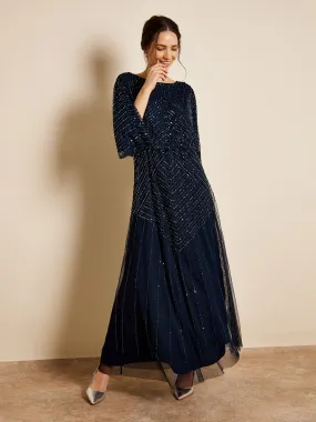 GWD Gabriella Navy Sequin Maxi Dress